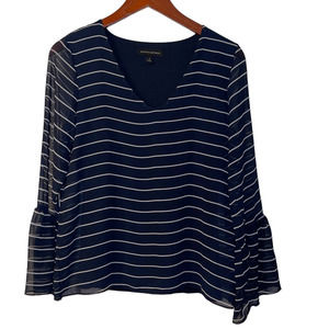 3 for $25-Banana Republic Blouse Top Size S Black Stripes Long Bell Sleeves